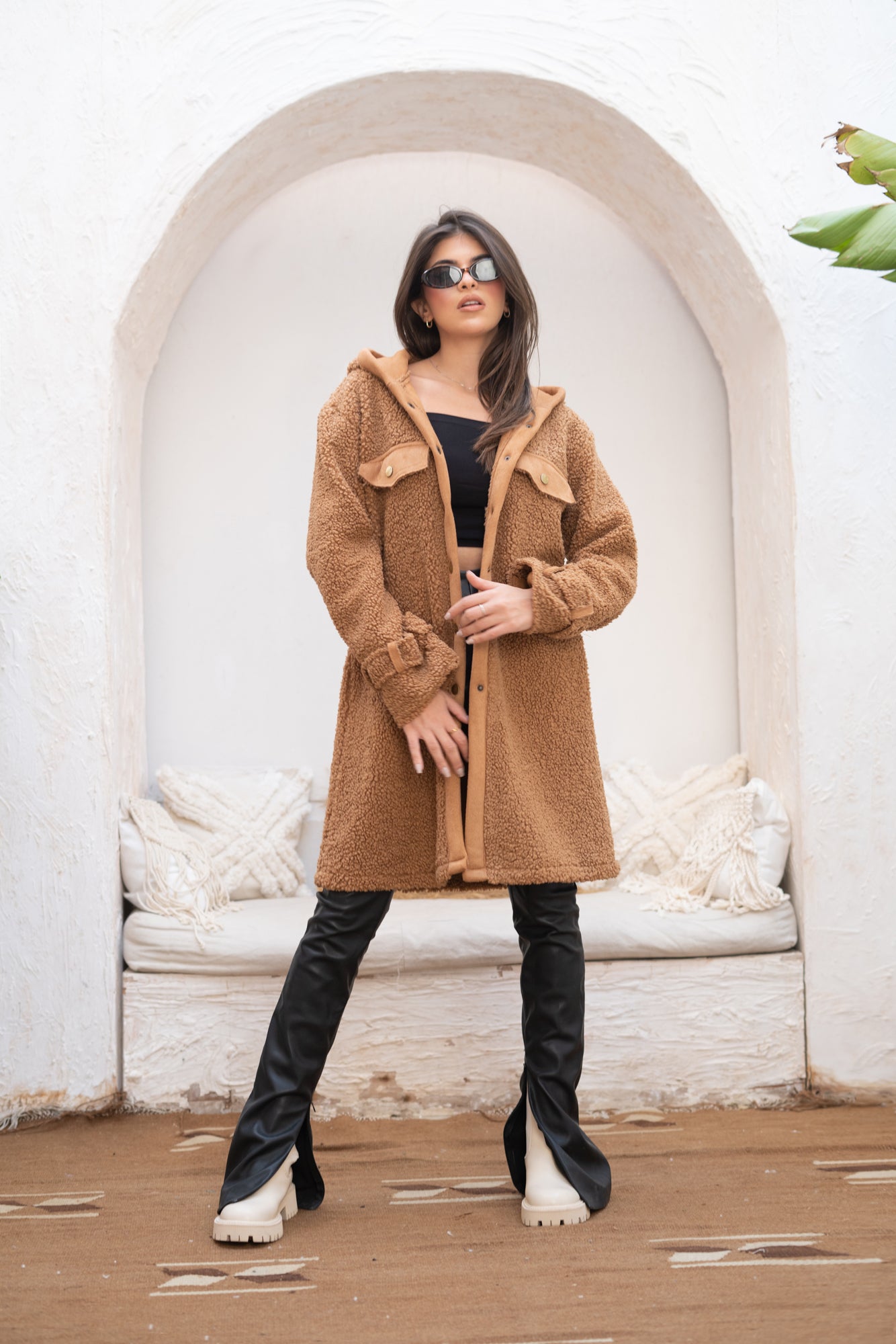 Vintage Wool Midi Coat Light Brown 6 8 main image 1