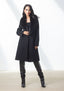 black Wool Coat with Removable Fur Collar