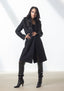 black Wool Coat with Removable Fur Collar