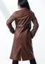 brown leather trench coat
