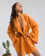 Orange Linen Kimono Coverup