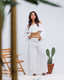 White Flowy Pants Set