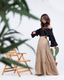 Black & Beige Flowy Pants Set