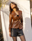 Brown Leather Blazer Jacket