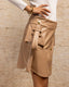 Beige Short Leather Skirt