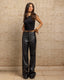 Black Wide Leg Leather Pants