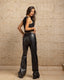 Black Wide Leg Leather Pants