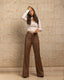 Brown Wide Leg Leather Pants