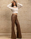 Brown Wide Leg Leather Pants