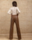 Brown Wide Leg Leather Pants