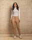 Beige Skinny Leather Pants