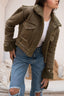 Olive Teddy Short Casual Jacket