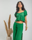 Green Chiffon Pants Set