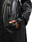 black leather trench coat