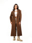 brown Long Double-Breasted Wool Coat