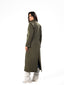 Olive-Green Long Double-Breasted Wool Coat