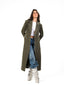 Olive-Green Long Double-Breasted Wool Coat
