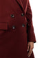 Burgundy Long Double-Breasted Wool Coat
