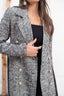 Gray Plaid Pattern Double Breasted Coat