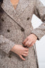 Beige Plaid Pattern Double Breasted Coat no