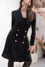 Black Double Breasted Flared Blazer Dress