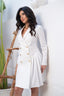 White Double Breasted Flared Blazer Dress