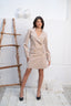 Beige Pocketed Double Breasted Blazer Dress