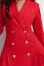 Red Double-Breasted Flared Blazer Dress