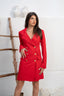 Red Pocketed Double Breasted Blazer Dress