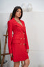 Red Pocketed Double Breasted Blazer Dress