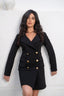 Black Pocketed Double Breasted Blazer Dress