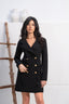 Black Pocketed Double Breasted Blazer Dress