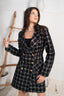 Black plaid pattern double breasted blazer dress