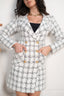 White plaid pattern double breasted blazer dress