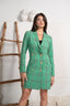 Green Plaid Pattern Double breasted blazer dress