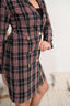 Red and black plaid pattern double breasted blazer dress