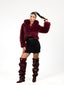 Burgundy full fur jacket