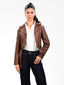 brown crop fit leather jacket
