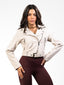 white crop fit leather jacket