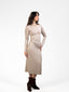 beige  long knit comfy dress