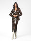 brown leather skirt suit
