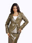 olive leather skirt suit