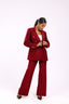dark red business suit