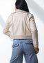 white Leather Jacket with Shearling Lining