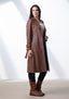 brown leather trench coat