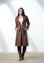 brown leather trench coat