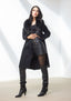 black Wool Coat with Removable Fur Collar
