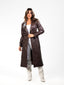 Maroon-Brown leather trench coat