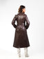 Maroon-Brown leather trench coat