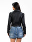 black crop fit leather jacket